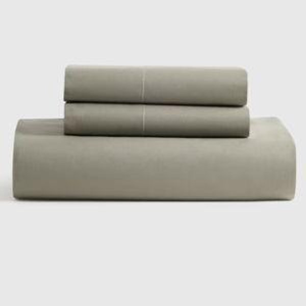 Classic Organic Percale Fitted Sheet Set - King (Dried Sage)