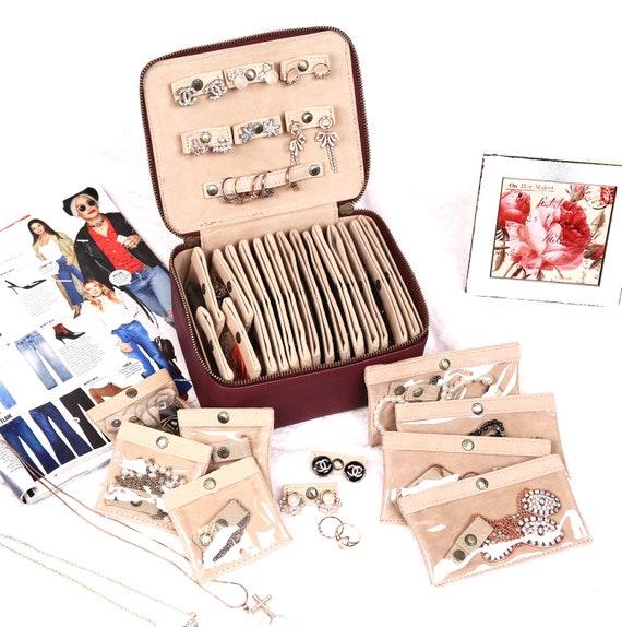Personalized MEDIUM Jewelry Case Vegan Leather Necklace Organizer box ring Storage Bridesmaid Gift For Her