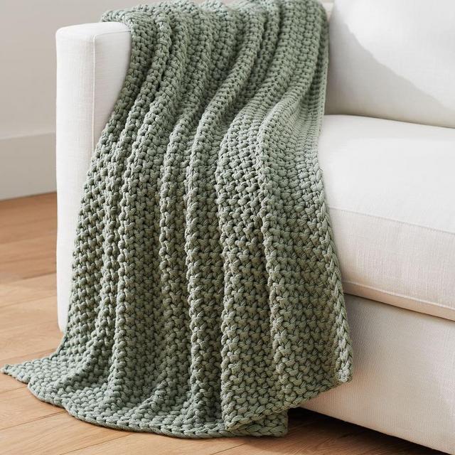 Bayside Chunky Knit Throw, 44" x 56", Eucalyptus