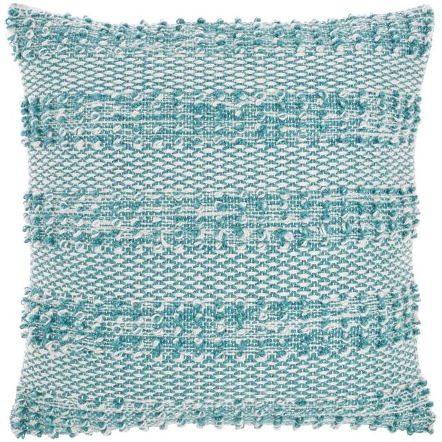 18"x18" Woven Striped and Dots Square Throw Pillow Turquoise - Mina Victory