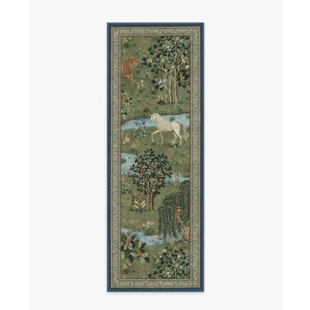 Owl & Willow Green Rug by Morris & Co. | All-In-One Rug | 2.5'x7' | Ruggable