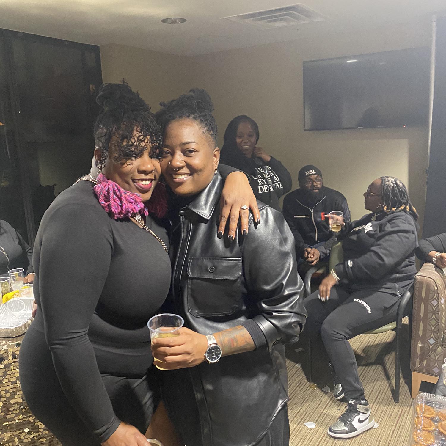 Celebrating being proposed.