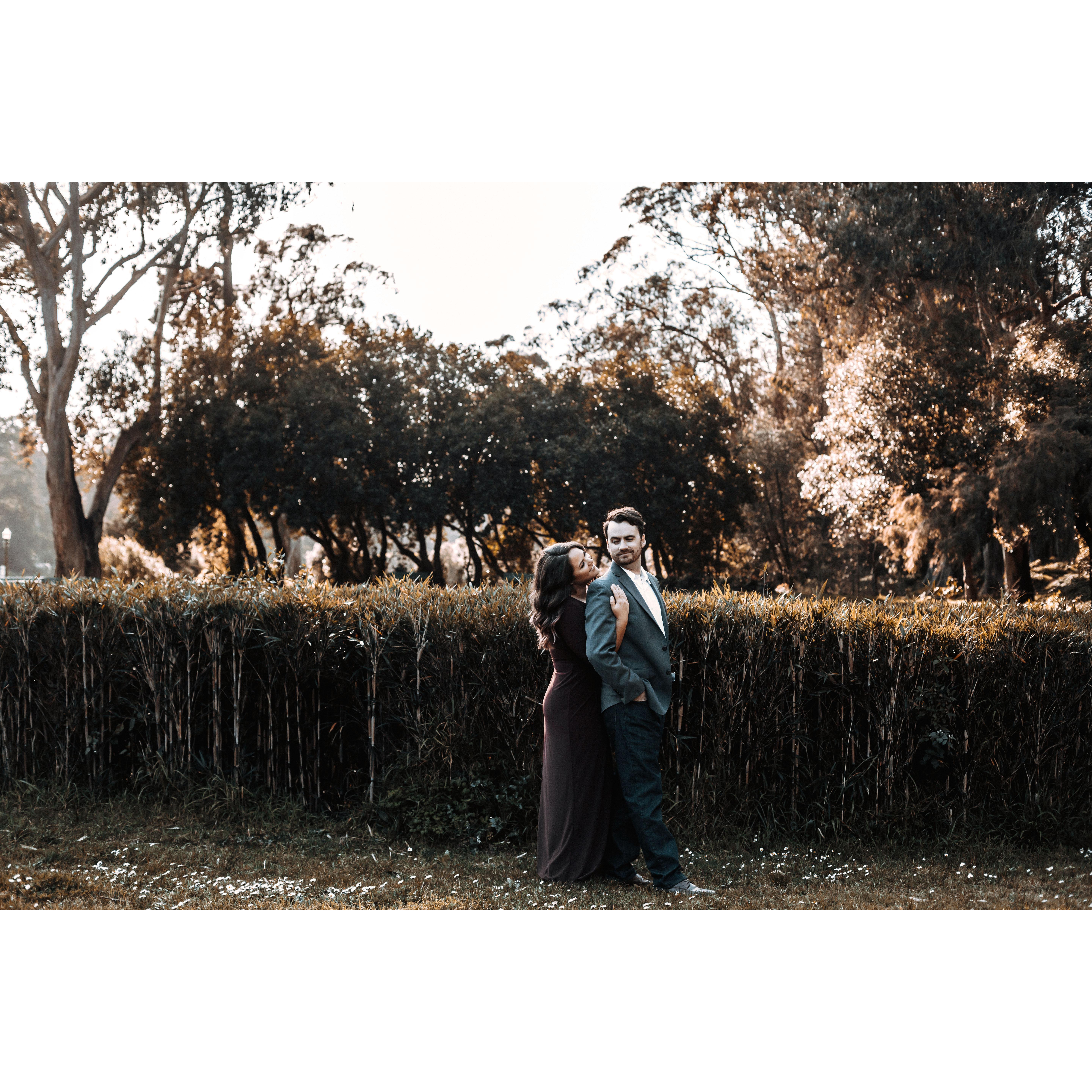 Engagement photos at Lloyd Lake in Golden Gate Park.