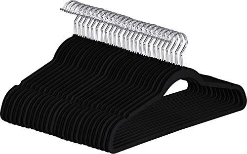 Utopia Home (Pack of 50) Premium Non Slip Velvet Hangers - 360-degree rotatable hook - Durable & Slim - Coat Hangers - Pant Hangers - Black