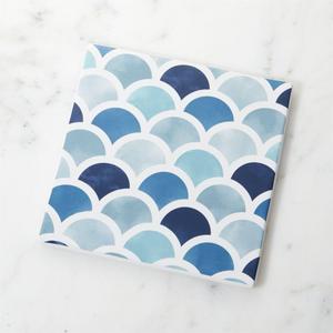 Scalloped Blue and White Trivet