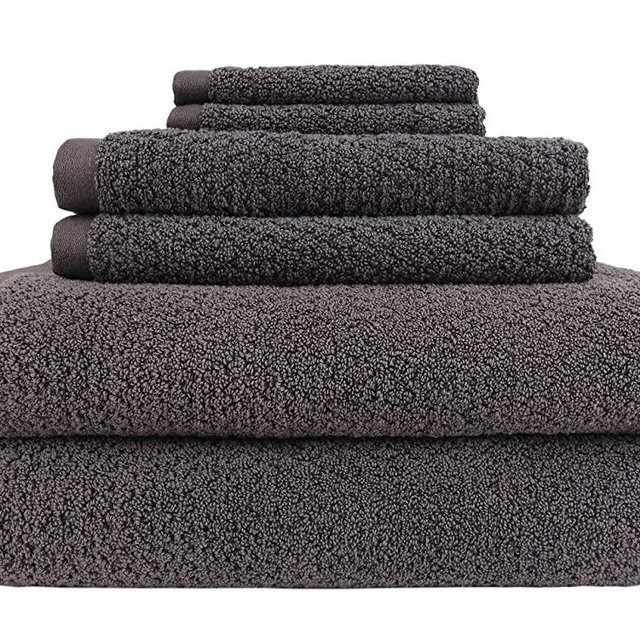 Everplush Diamond Jacquard 6 Piece Bath Towel Set, Charcoal