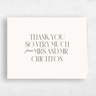 Dark Olive, Beige Wedding Thank You - Milan Landscape