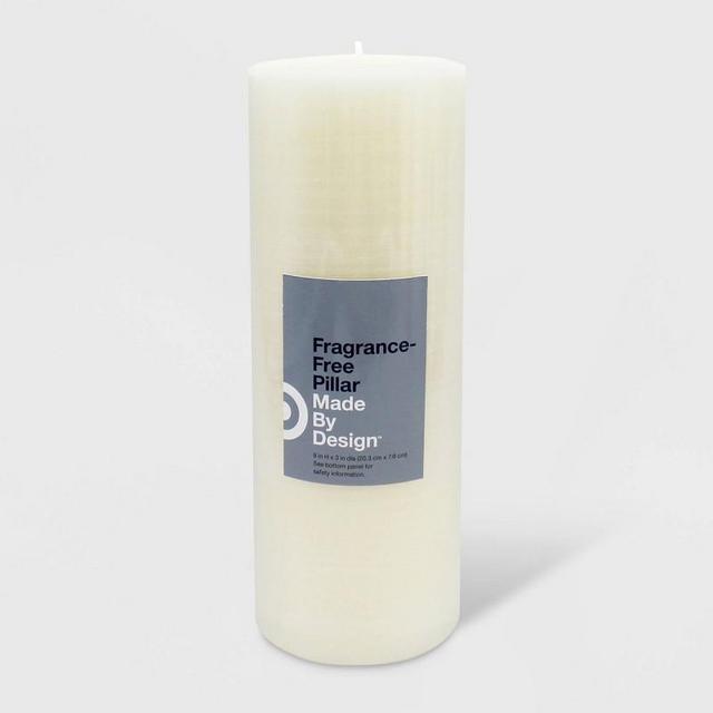8" x 3" Unscented Pillar Candle Cream - Made By Design™