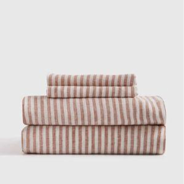 Terracatta/White Linen Sheets | Quince