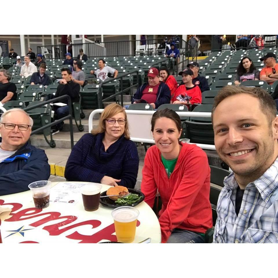 Frisco Roughrider game with Kevin's parents, Denny and Janet.