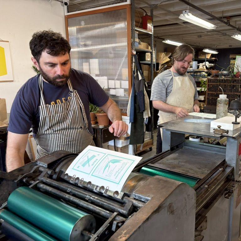 We wanted our stationery to be letter-pressed, because that's chic. So we took a class at this local press in San Francisco called The Aesthetic Union, so we could hand-print everyone's invitations.