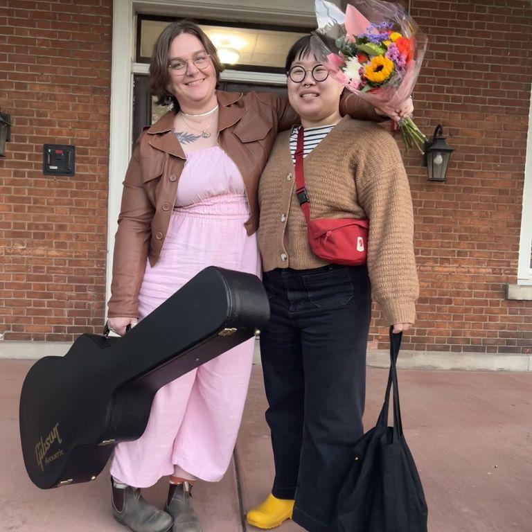 A musician and their #1 fan at the community music school