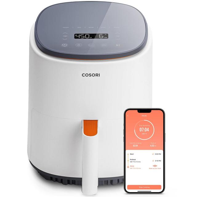 COSORI Air Fryer 4 Qt, Cooking for 2, Up to 450℉, 7 Cooking Functions, Smart Control, (Free App with 150+ Recipes), Easy to Use, Dishwasher Safe, Lite 4.0-Quart Smart Air Fryer, Milky White