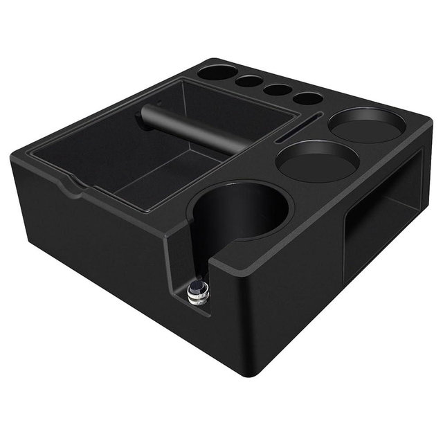 Espresso Tamping Station And Knock Box,ALL in 1 Espresso Organizer Station,Multifunctional Tamper Station Fit for 51/54/ 58mm Espresso Accessories,Removable Knock Box Espresso Station (Black, 51-58mm)