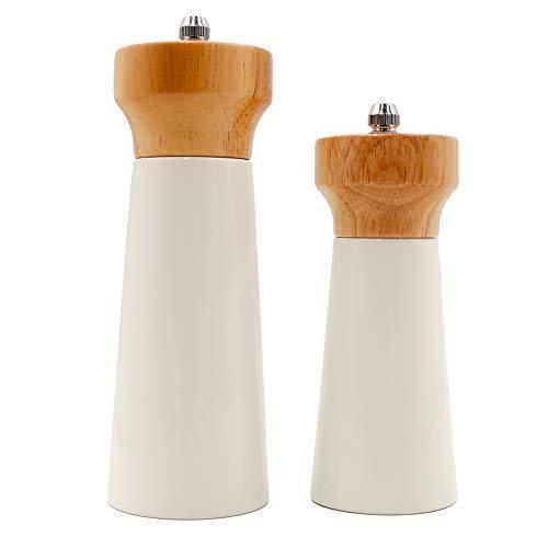 Wooden Pepper Grinder Sea Salt and Pepper Grinders Set 5” and 6”Mills of Lighthouse Shaped for White by Tessïe & Jessïe