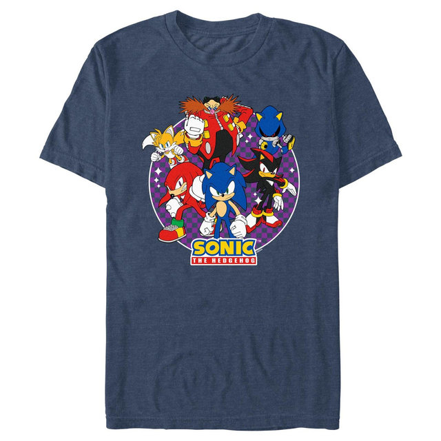 Men's Sonic the Hedgehog Classic Characters T-Shirt - Navy Blue Heather - 3X Large