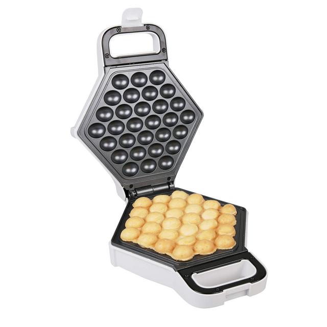 Bubble Waffle Maker- Electric Non stick Hong Kong Egg Waffler Iron Griddle (White)- Ready in under 5 Minutes