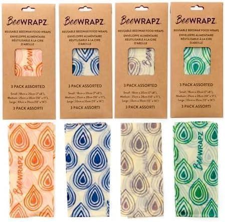 BeeWRAPZ Reusable Beeswax Wraps for Food | Eco Friendly & Organic | Eco-Friendly & Plastic-Free Food Storage | Biodegradable |Pack of 3 Beeswax Food Wraps for Wrapping Fruits & Vegetables (Green)