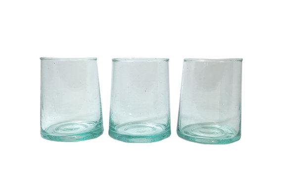 Moroccan Stemless Hand-Blown Wine Glasses, Clear Short (Set of 6)