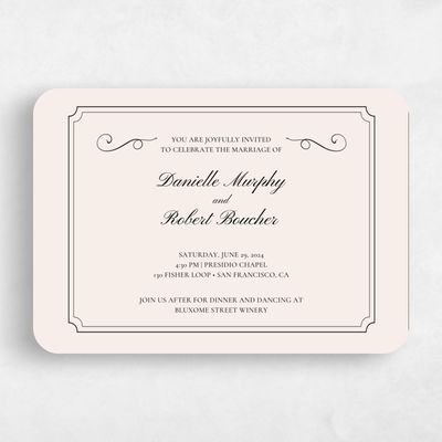Beige Rounded Wedding Invitation - Malta Landscape