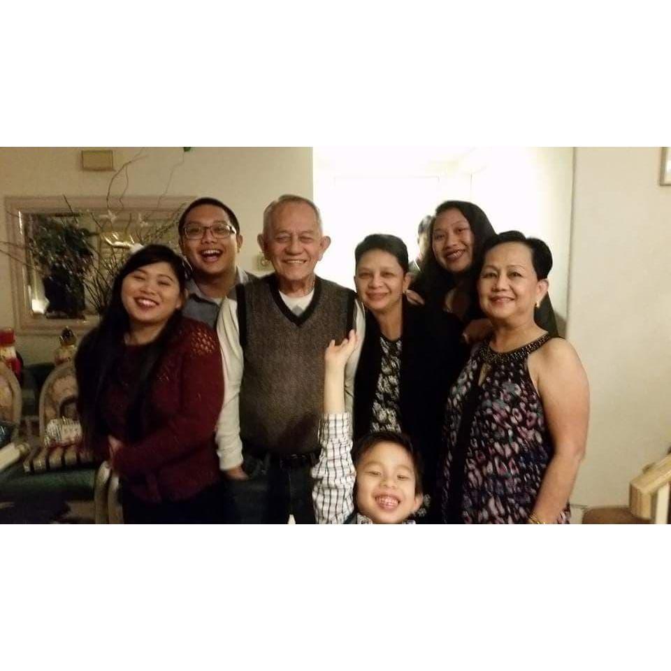 Kalia, Jan, Papa Bert, Criselda, Lana, Carmelita, and Darren on Christmas Eve
