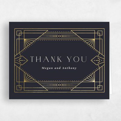 Ebony, Black Wedding Thank You - Lance Landscape Foil