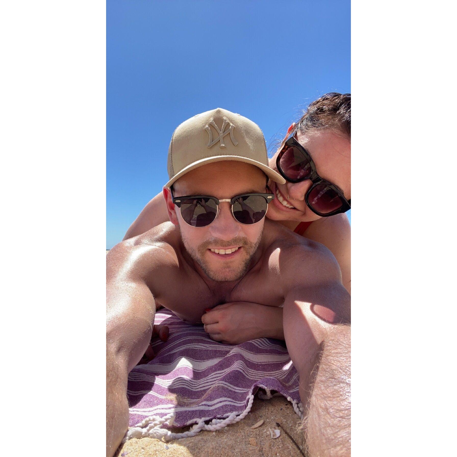 Our first photo together a beach day in Sorrento