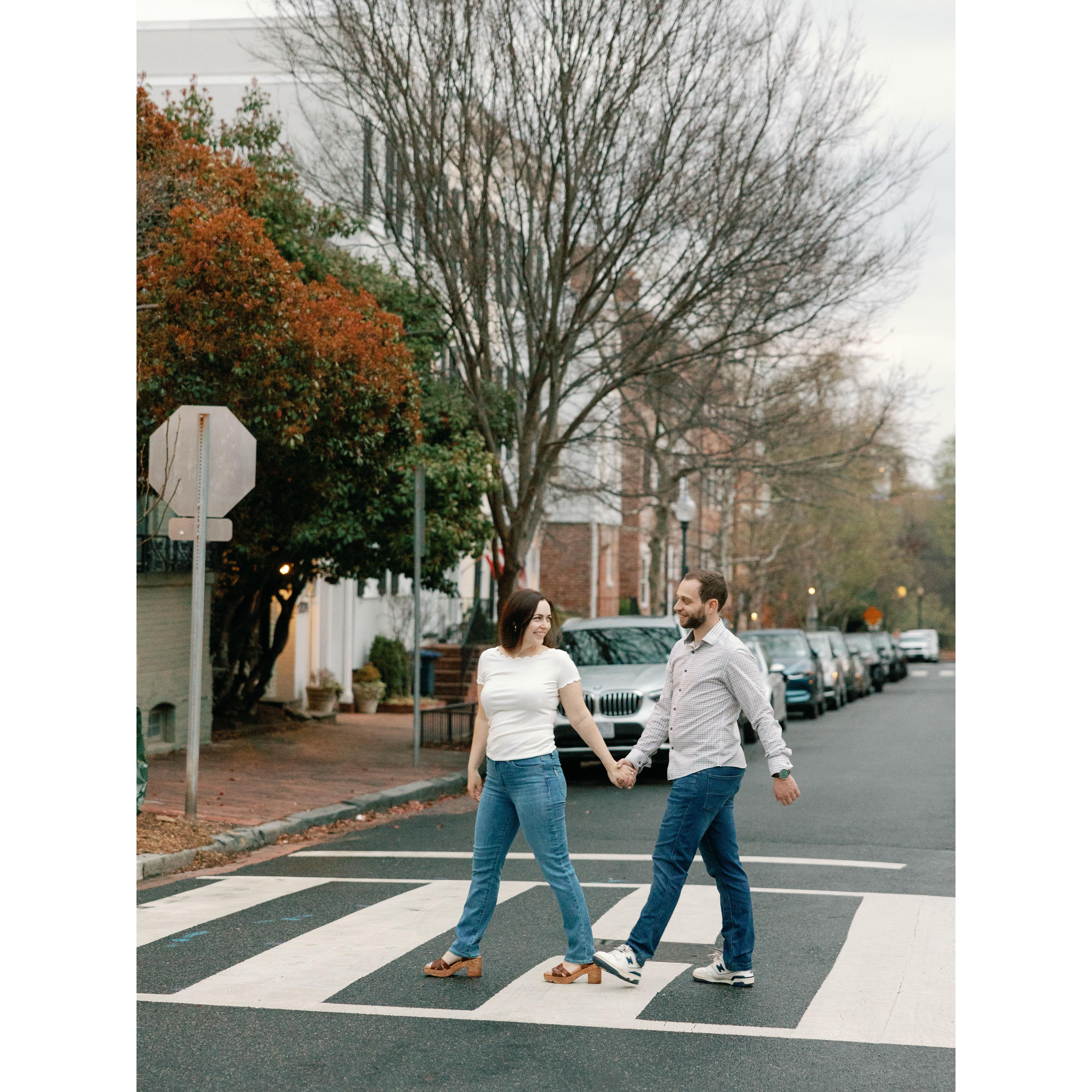 Look both ways before you cross the street, an engaged couple might be crossing!!