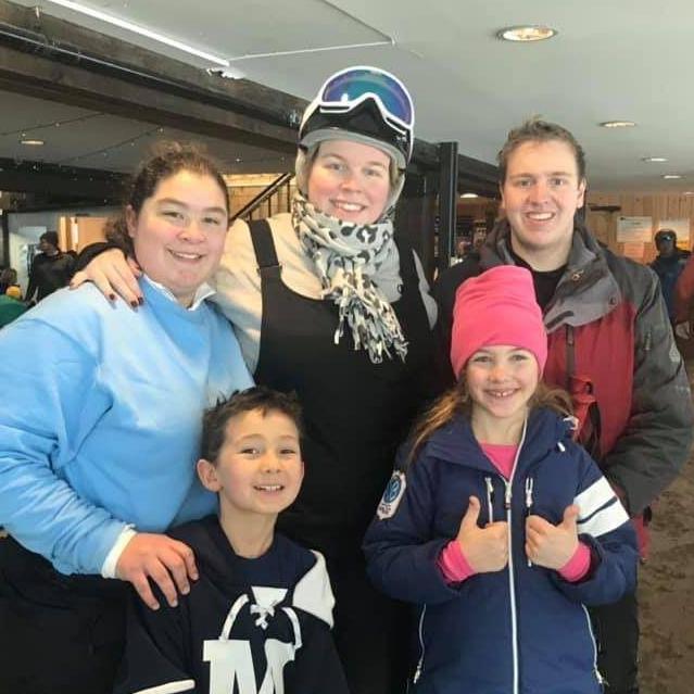 Kayla, Carol, Jason, and cousins Xander & Mary about to hit the ski slopes