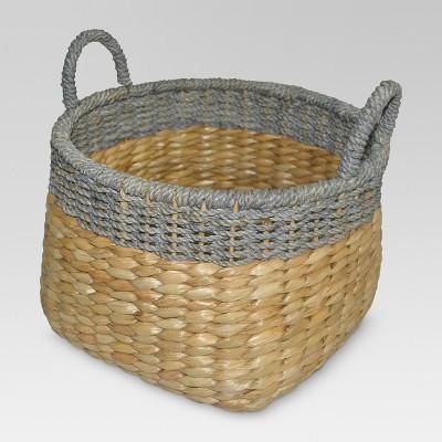 12"x13.25" Round Seagrass Wicker Storage Basket with Gray Trim - Threshold™