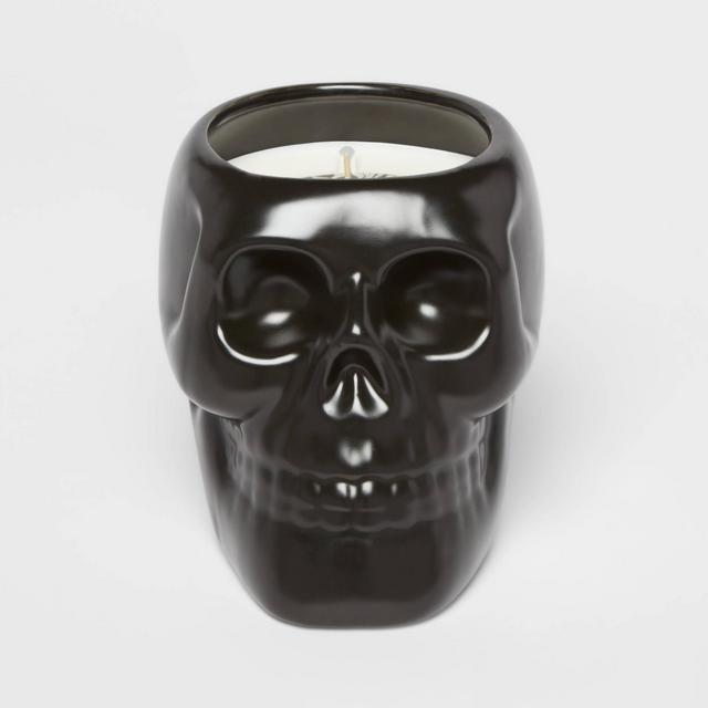 38oz XL Ceramic Skull Figural Candle Black - Threshold™