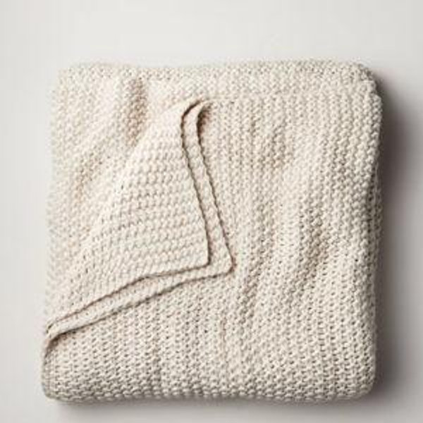 King Chunky Knit Bed Blanket Natural - Casaluna™: Acrylic Sweater Knit, Machine Washable, All Ages