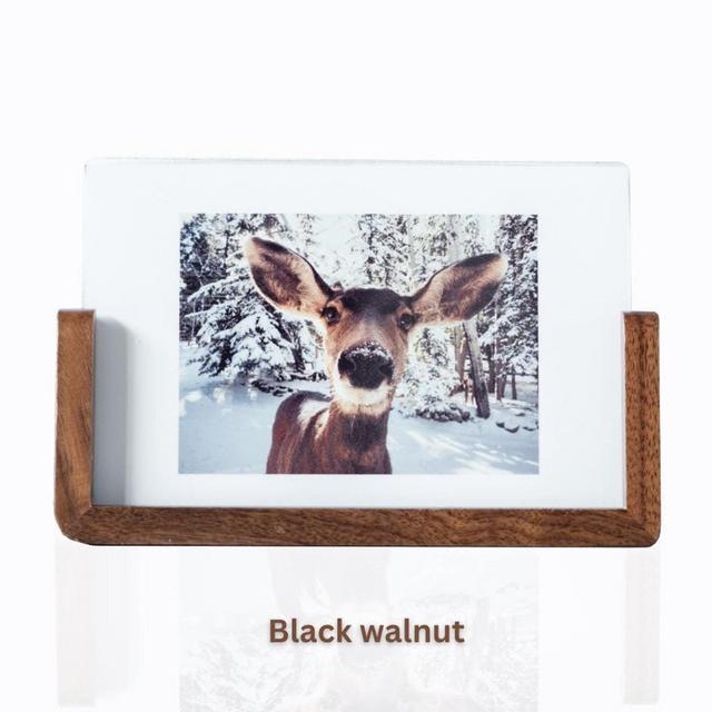 Minimalist Wood Photo Frame - Available in Black Walnut & Beechwood | Double Layer Plexiglass Stand for 6" and 7" Photos