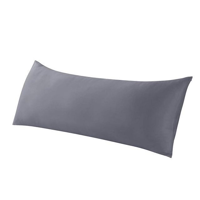 WhatsBedding Body Pillow Cover Cooling Fabric, Long Pillowcase Breathable & Skin-Friendly, Zipper Closure - Charcoal Grey (20x54 inch)