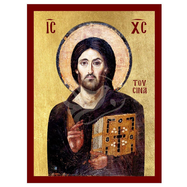 Jesus Christ of Sinai Icon, Handmade Greek Orthodox icon of Jesus Christ, Byzantine art wall hanging plaque, christian art