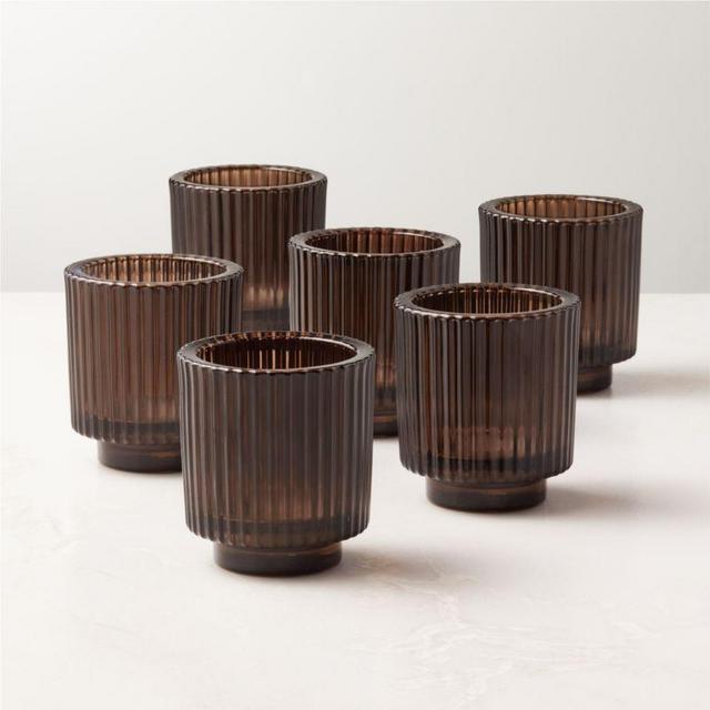 Ezra Dark Brown Tea Light Candle Holders Set of 6