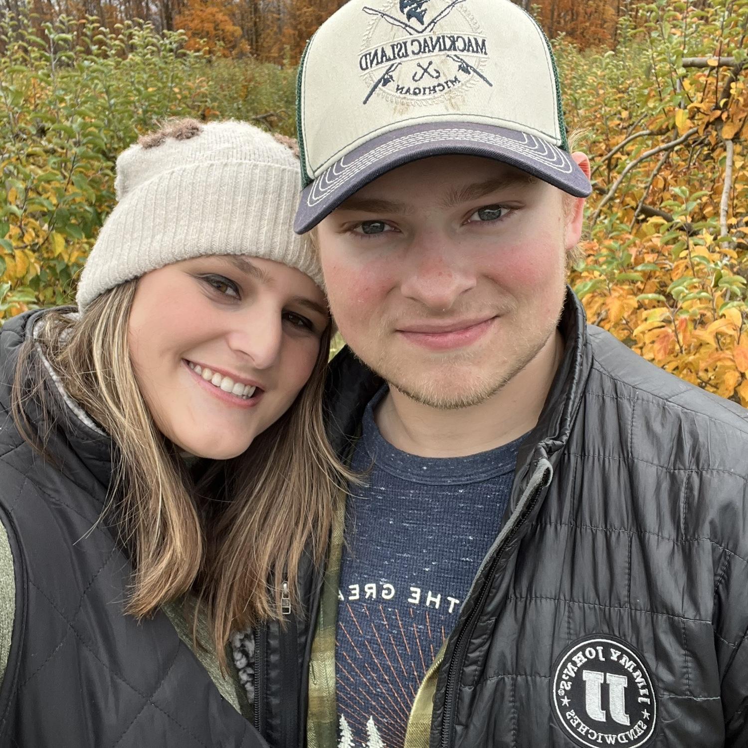 Zach and I at an apple orchard with less than 300 days till we get married!
