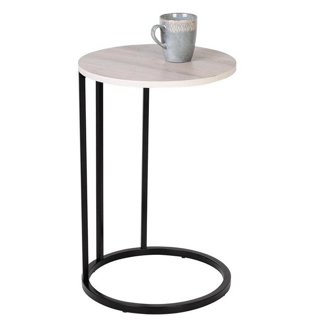 Honey-Can-Do Round C End Table, Natural TBL-09246 Black