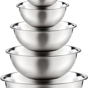 Stainless Steel Mixing Bowls by Finedine (Set of 6) Polished Mirror Finish Nesting Bowl, ¾ - 1.5-3 - 4-5 - 8 Quart - Cooking Supplies