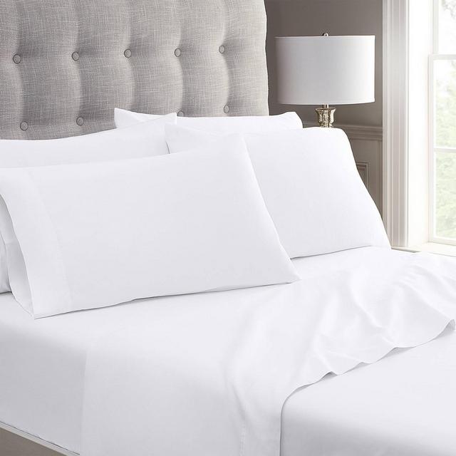 Queen 300 Thread Count Wrinkle Resistant Solid Sheet Set White - Color Sense