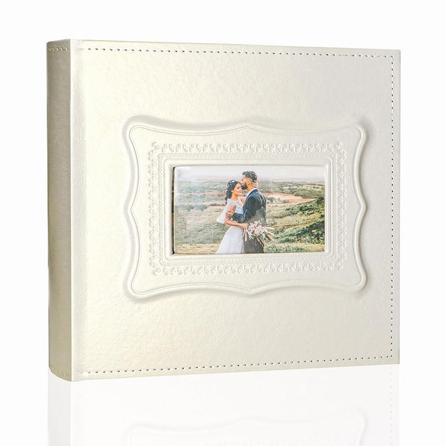 Holoary Photo Album 4x6, 200 Photos PU Leather Vintage Picture Album for Family Wedding Anniversary Baby Vacation (Pearl Color)