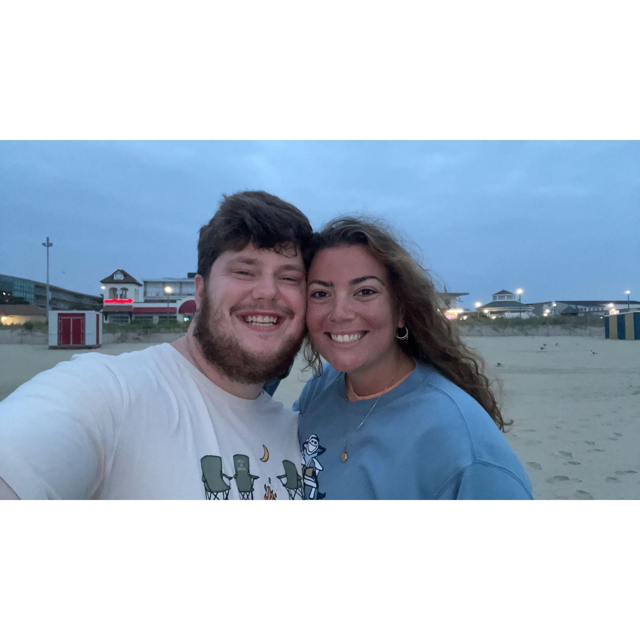 Noah's first trip to Rehoboth beach for sunrise!