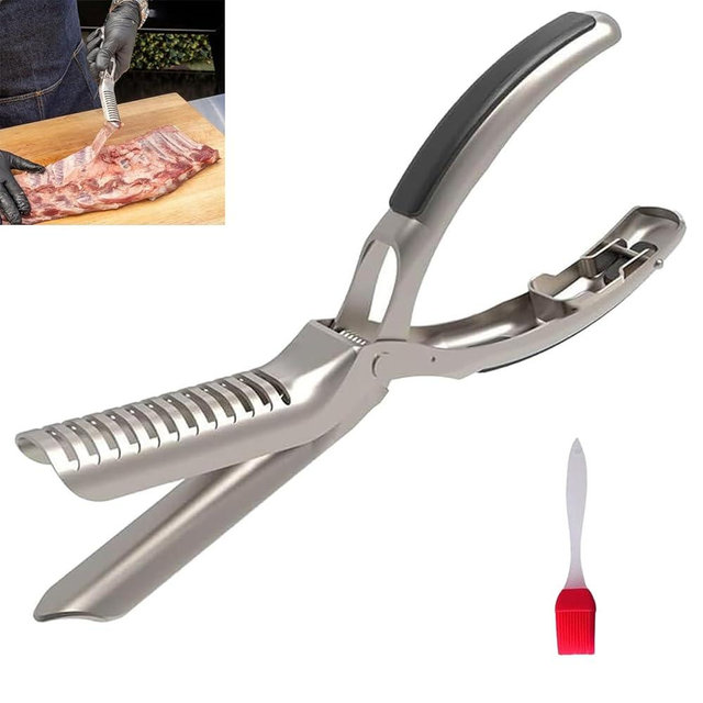 Rib Membrane Remover Stainless Steel Tool Kit, The Ultimate Rib Prep Tool for BBQ Enthusiasts, Ergonomic Design for Easy Membrane Removal, 2025 Dishwasher Safe BBQ Accessories (A-1PC)