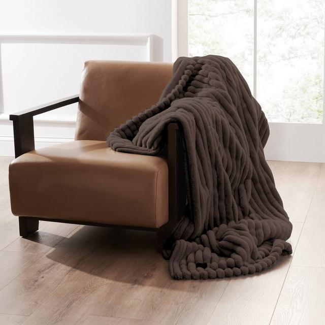 50"x60" Coziest Electric Throw Blanket Brown Vertical Lines - Brookstone