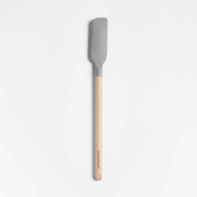 Crate & Barrel Grey Silicone and Wood Jar Scraper