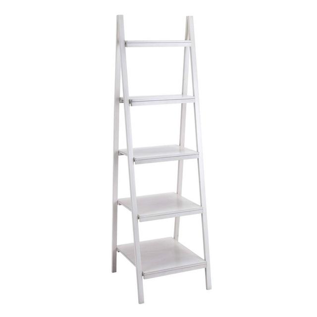 65" Wood Ladder Leaning Bookshelf White - Olivia & May