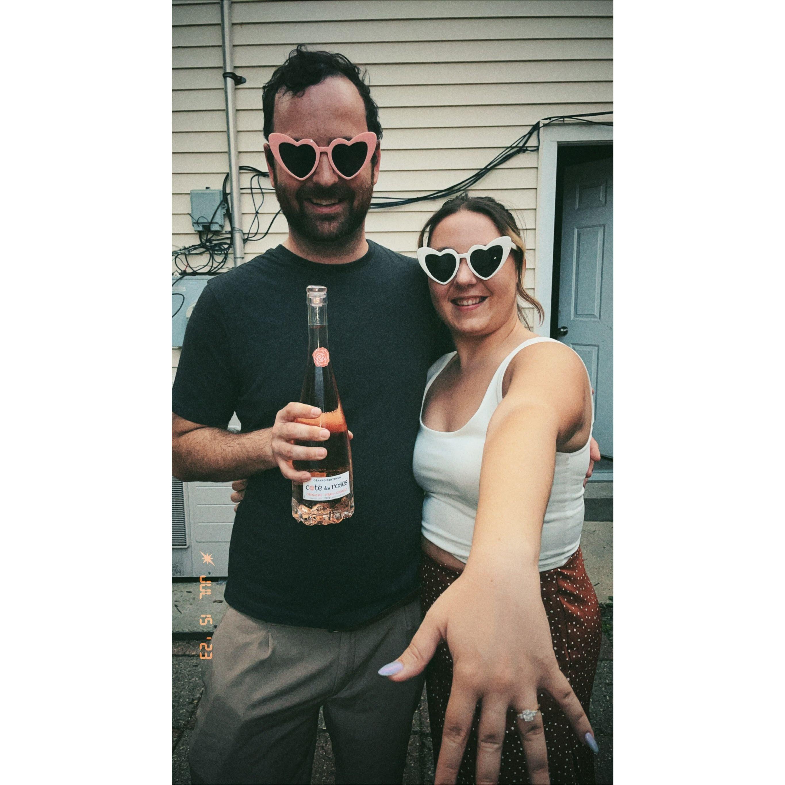 Celebrating our engagement with friends.