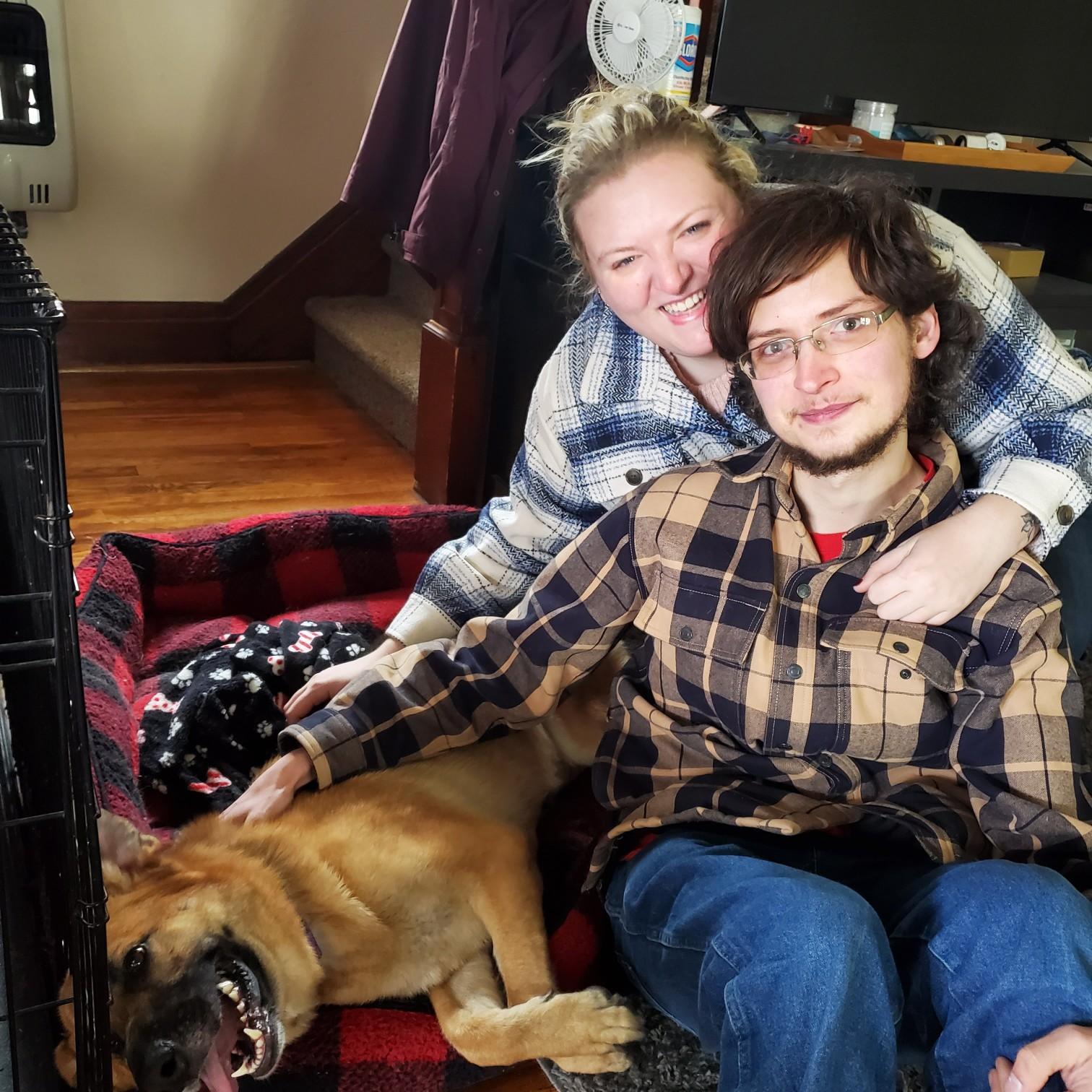 Our first foster dog, Duchess, excited to be in her forever home. Can you tell James was a bit sad saying goodbye?