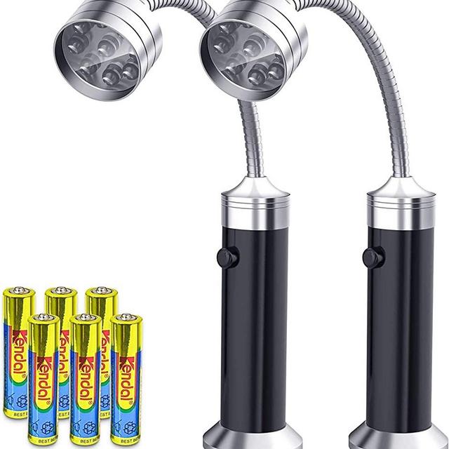 FIREOR Barbecue Grill Light Magnetic Base Super-Bright LED BBQ Lights - 360 Degree Flexible Gooseneck, Weather Resistant, Batteries Included - Pack of 2
