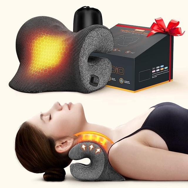 Famedio 3s Heated Neck Stretcher for Pain Relief, Magnetic Therapy Case/Graphene Heating Pad, Cervical Neck Traction Pillow Device No Smell, Neck and Shoulder Relaxer for TMJ Migraine Spine Alignment